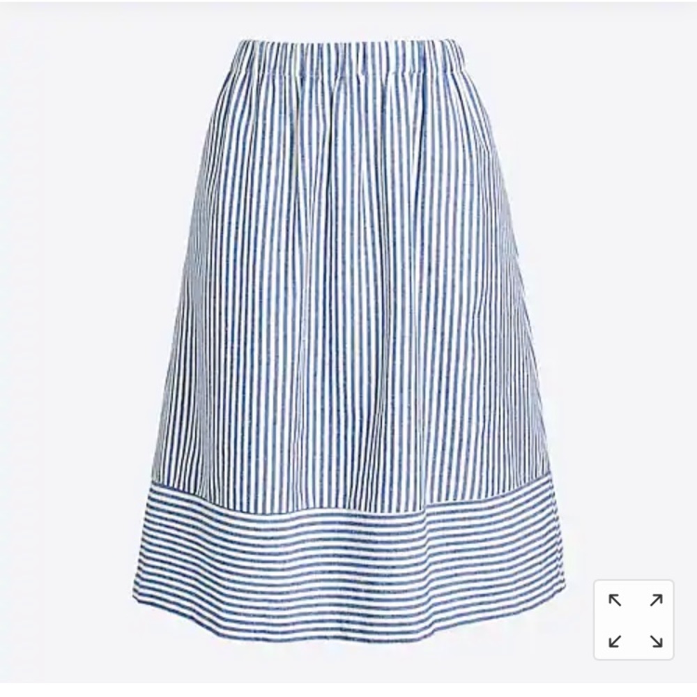 J.Crew Factory Striped Cotton-Linen MIDI Skirt (s)